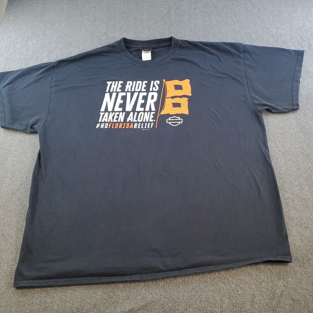 Harley Davidson Florida Relief TShirt Mens 2XL Black The Ride is Never Taken Alo